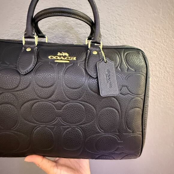 Coach Rowan Large Satchel Bag In Signature Leather CCD53 BLACK Gold - Picture 2 of 9